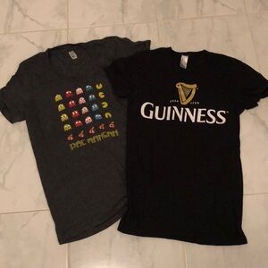 American apparel fun T-shirts. Guinness and Pac-Man!